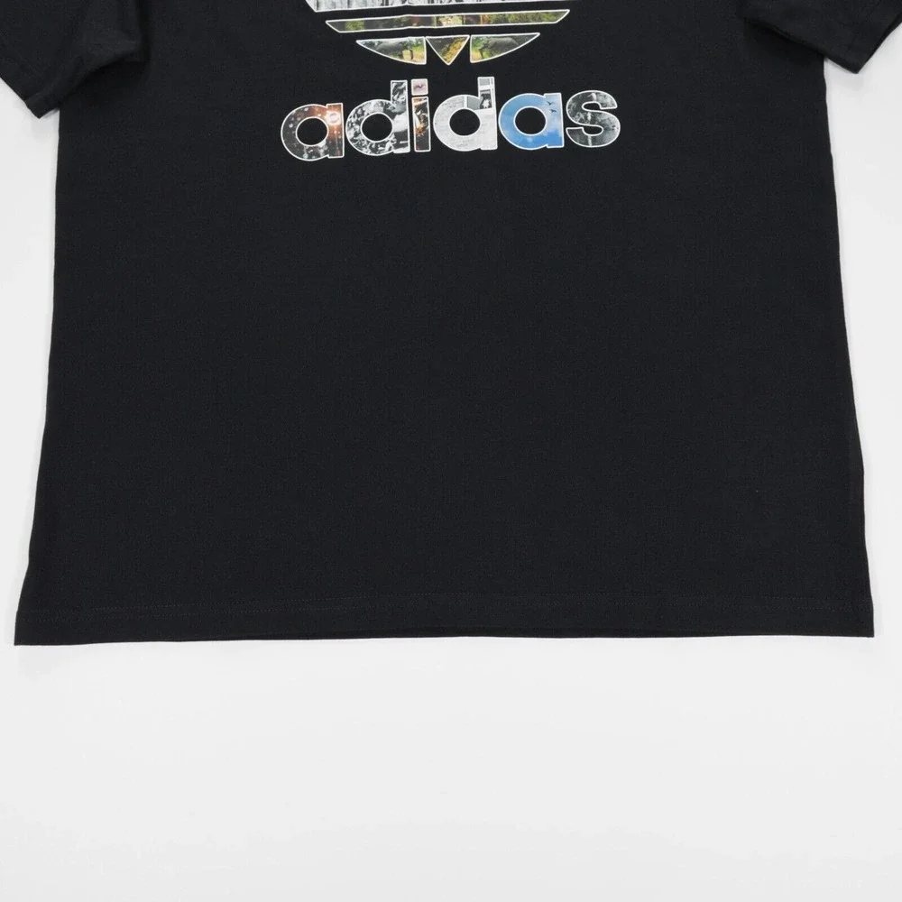 Adidas Originals Men's Crew Neck Short Sleeve Dill Graphic T-Shirts Black Size M